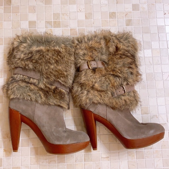 Nine West fur suede boots 7 nwot - Picture 2 of 7